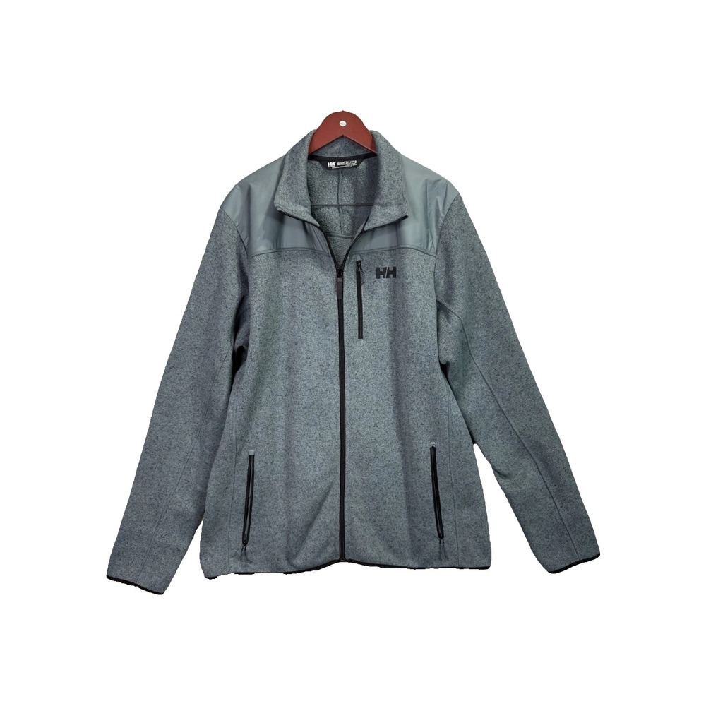 Helly Hansen Fleece Jacket Men's 2XL Slate Grey Green Full Zip Outdoor Coat
